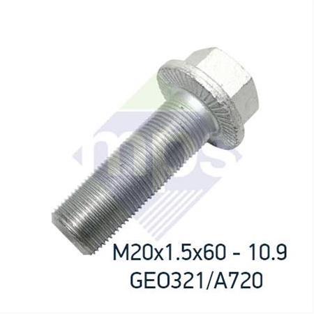 M20x1.5x60 ŞASE BEŞİĞİ CİVATASI FLANŞLI TIRTILLI TAM DİŞ 10.9