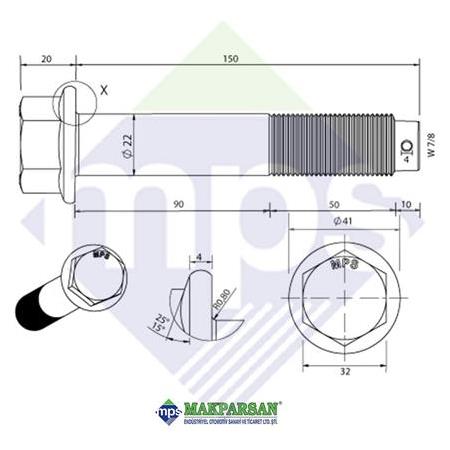 BUGİ KOL PERNO M22x1.5x150