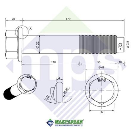 BUGİ KOL PERNO M22x1.5x175