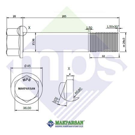 AMORTİSÖR PERNO M24x3.0/285