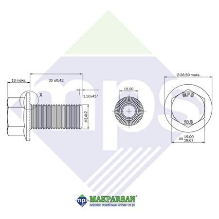 KİNG PİMİ CİVATASI M14x35 / KZ101203