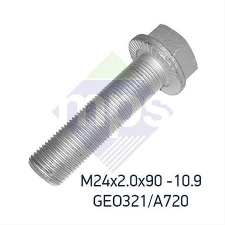 M24x2.0x90 M30.28 V KOL GÖBEK CİVATA FLANŞLI TIRTILLI TAM DİŞ 10.9