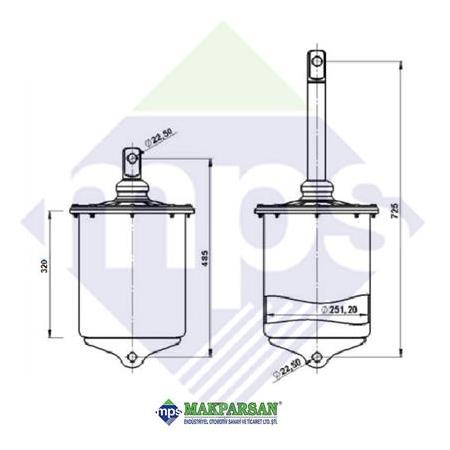 DİNGİL KALDIRMA PİSTONU SAÇ KAPAKLI 250x320