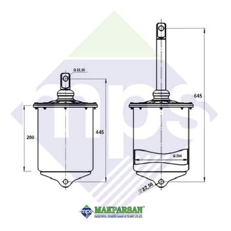 DİNGİL KALDIRMA PİSTONU SAÇ KAPAKLI 250x280