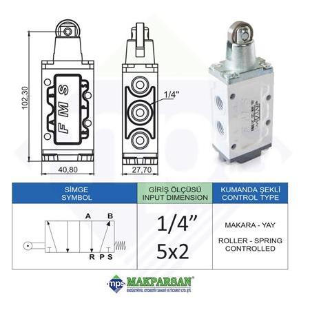 PNÖMATİK MAKARA YAY VALF 1/4" 5x2 FMS MARKA
