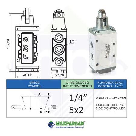 PNÖMATİK MAKARA YAY VALF YAN 1/4" 5x2 FMS MARKA